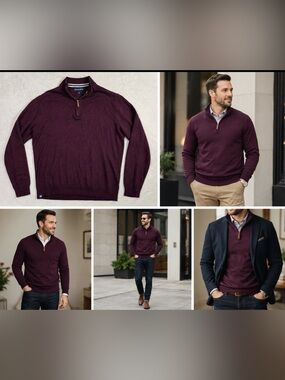 Mizzen+Main Burgundy Zip Up Sweater
